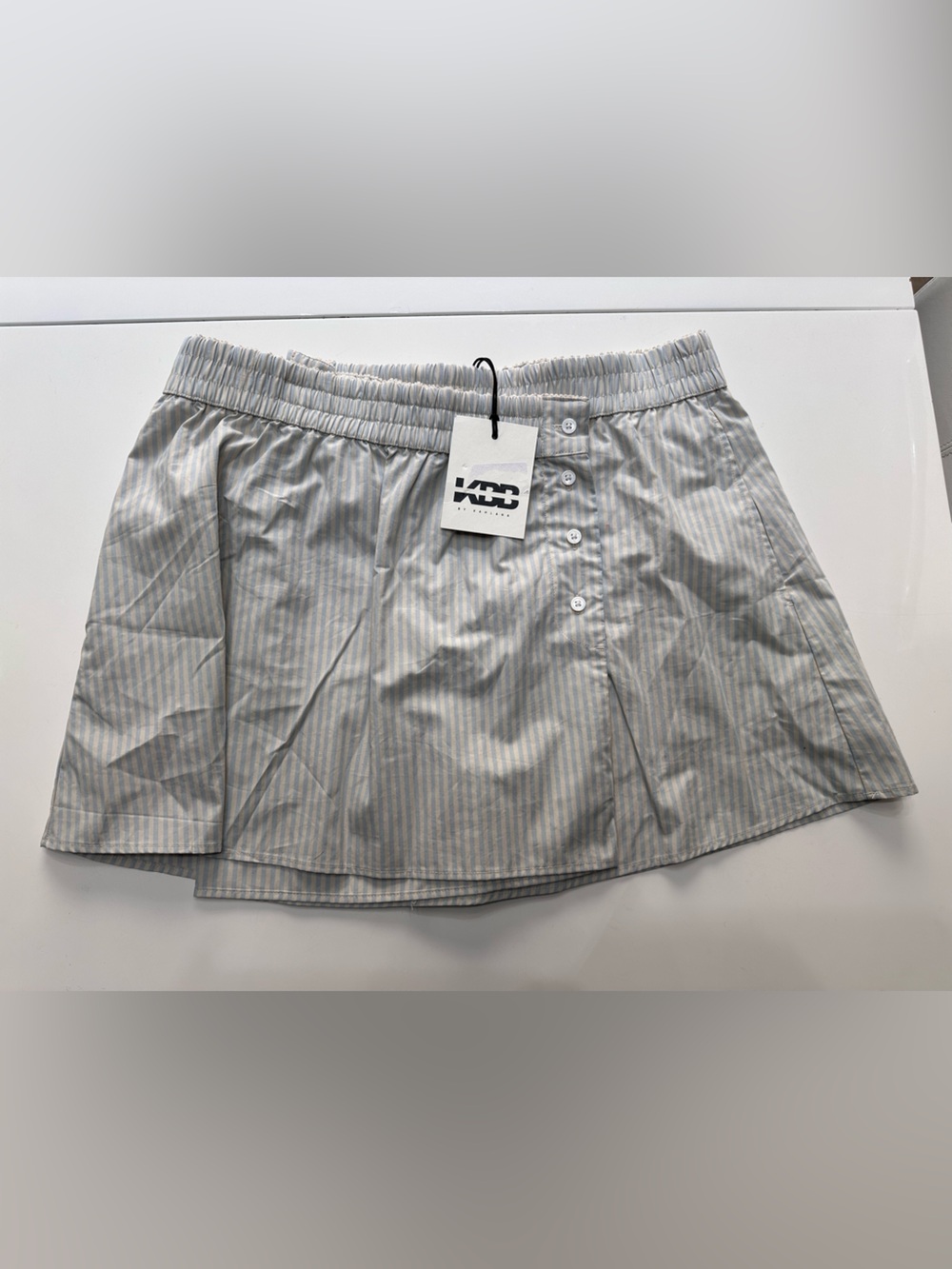 NWT KBB by KAHLANA Target Blue Striped Asym Boxer Skort Mini Size L